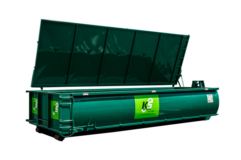 14 cubic metre lidded bulk bin