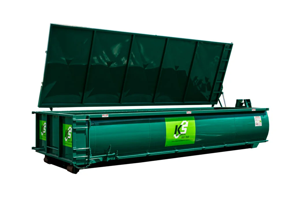 14 cubic metre lidded bulk bin