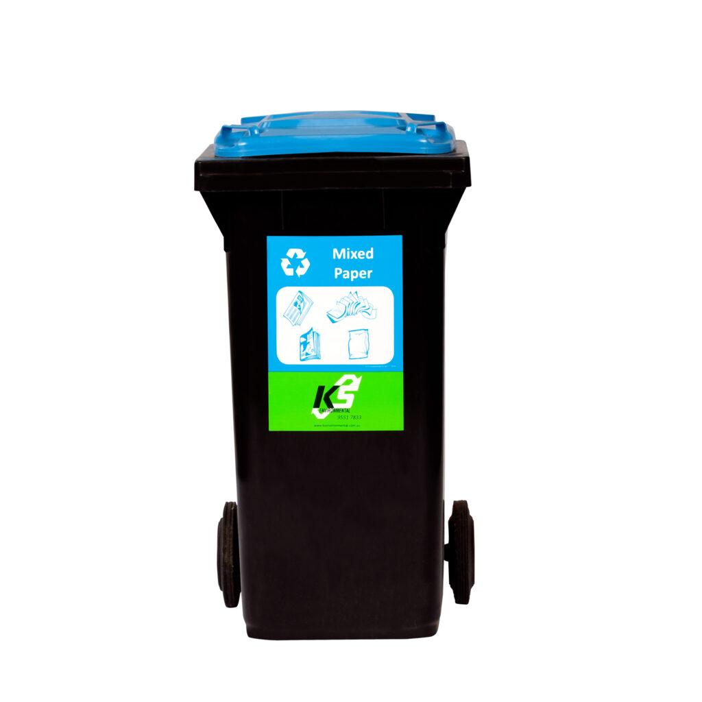 120 and 240 litre paper and cardboard recycling bins