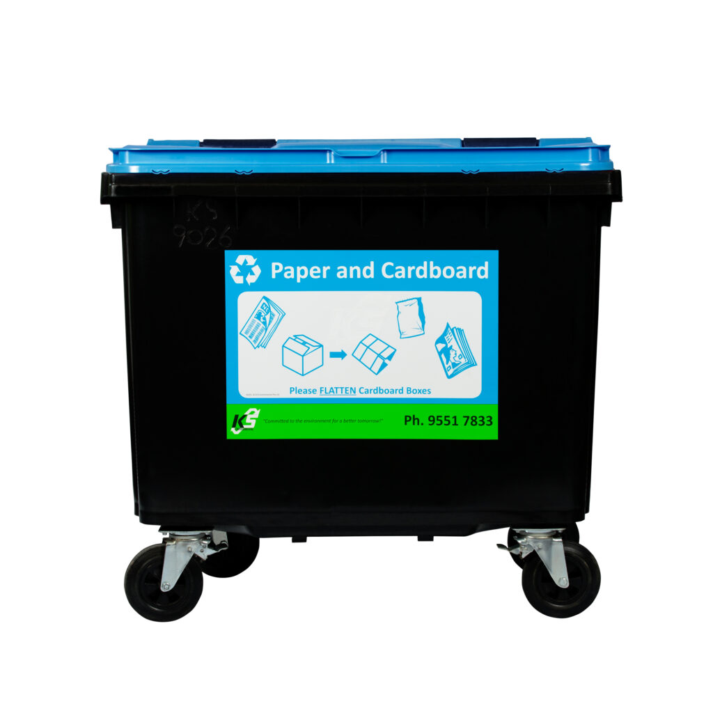 660 and 1000 litre paper and cardboard recycling bins
