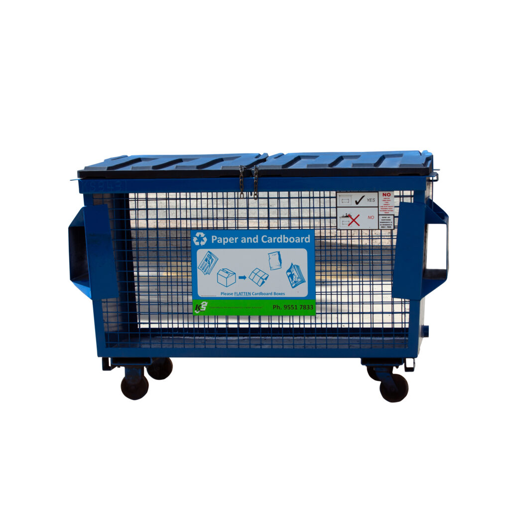 1.5 cubic metre cage style paper and cardboard bin