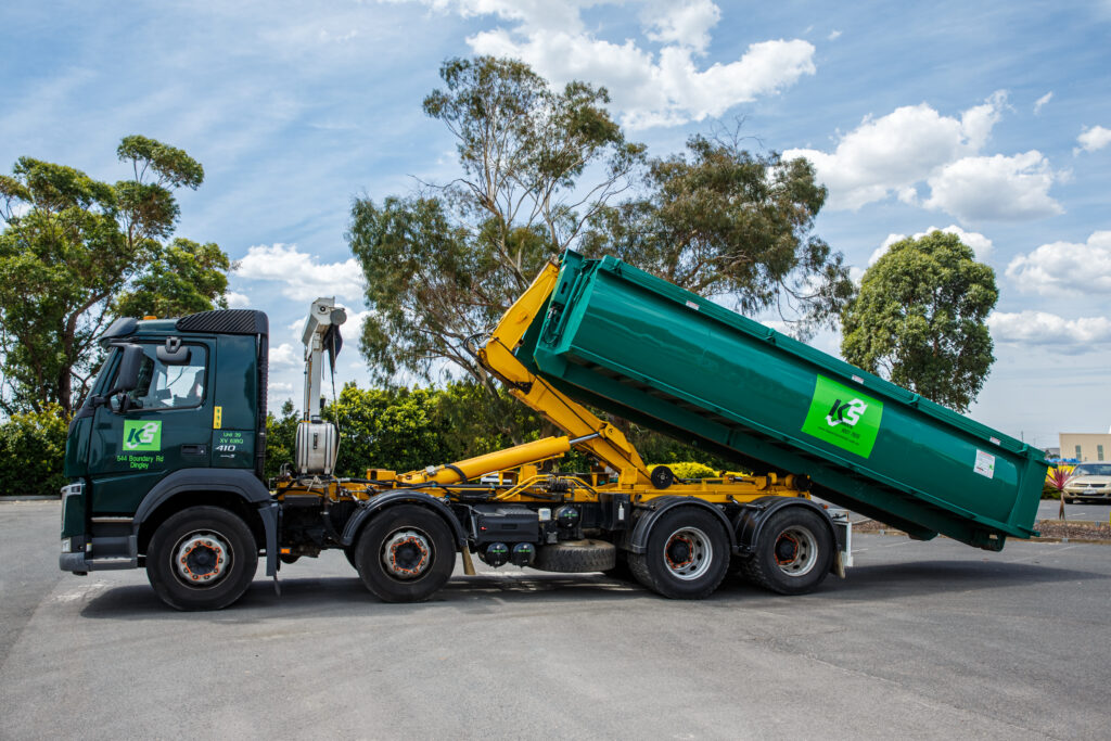 KS Environmental hook lift truck in action